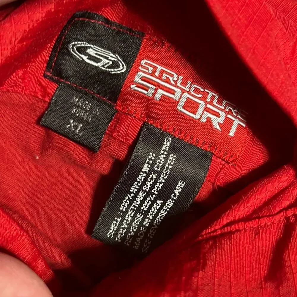 STRUCTURE Sport Jacket Men’s XL Red Charcoal Gray‎ Hooded Reversible Windbreaker